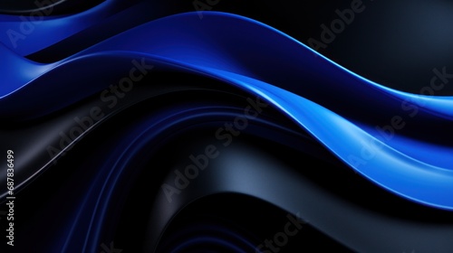 Midnight Magic Midnight Black, Royal Blue, Silver color in the style of flowing fabric, Digital Wave Background
