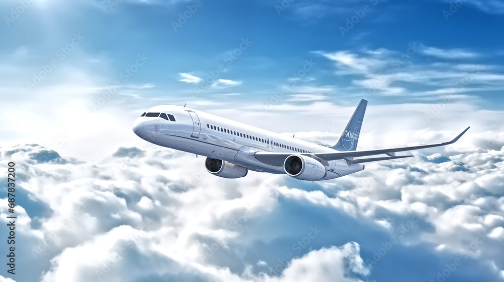 Obraz premium commercial airplane flying through the clouds