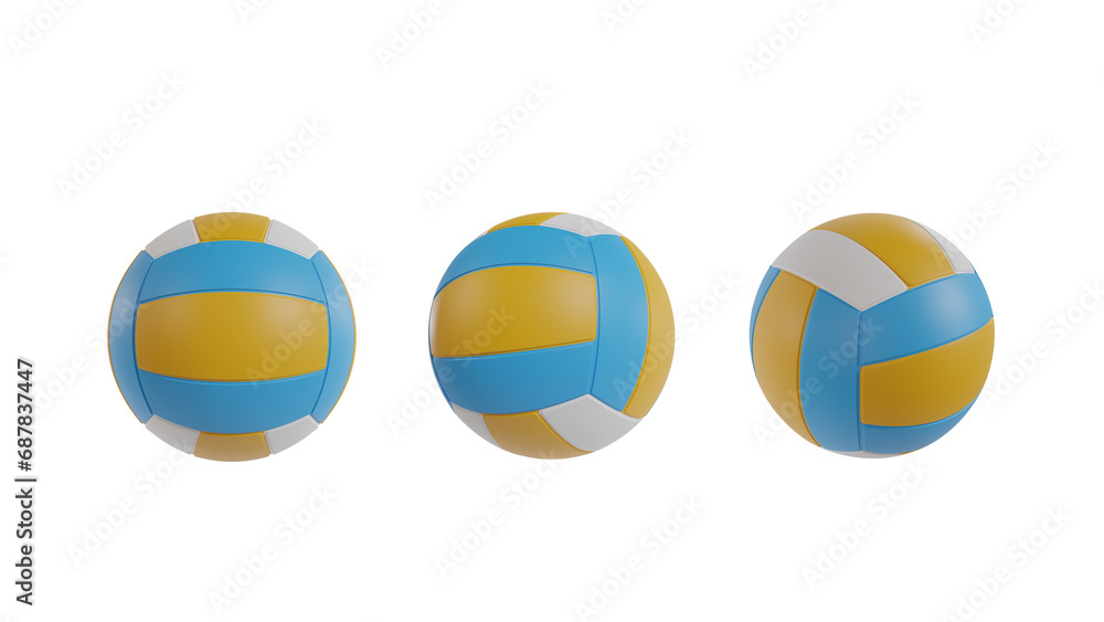 Naklejka premium 3D illustration Sport Icon Volleyball PNG Isolated High Resolution For Website And App Design Transparent Background Simple Cartoon Design Minimal Bright Render In Toy Style