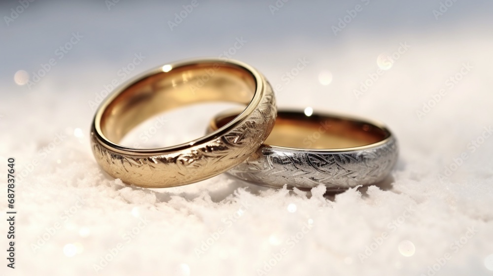 Wedding rings in the snow Forever Ai Generative Wedding rings in the snow Forever Ai Generative