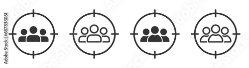 Target audience vector flat icons set 