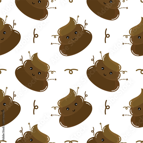 seamless pattern illustration of dung on a white background