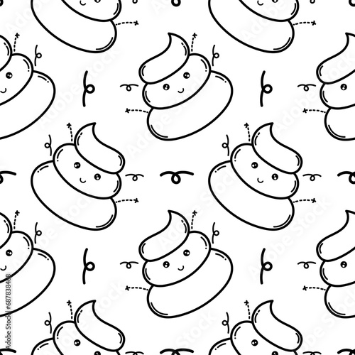 seamless pattern hand drawn of dung on a white background