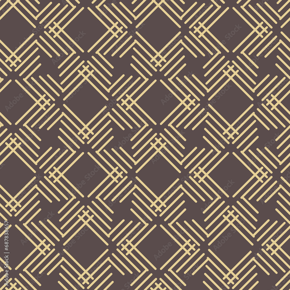 Seamless geometric abstract pattern whith rhombuses. Geometric modern ornament. Brown and golden seamless modern background Seamless geometric abstract pattern whith rhombuses. Geometric modern ornament. Brown and golden seamless modern background