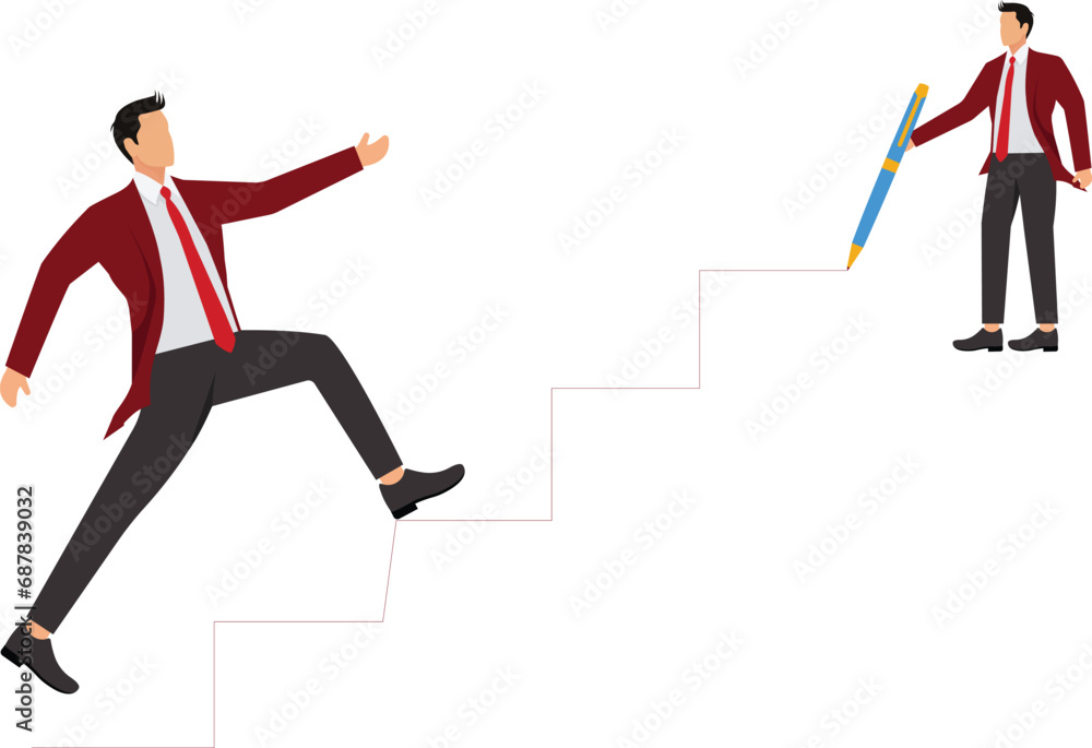 Businessman Lead to Climb High Ladder Businessman Lead to Climb High Ladder