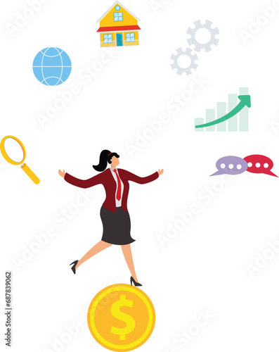 InfoGraphic Juggle Businesswoman, Multi-Tasking