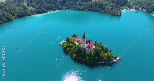 Aerial view of Bled in Slovenia photo