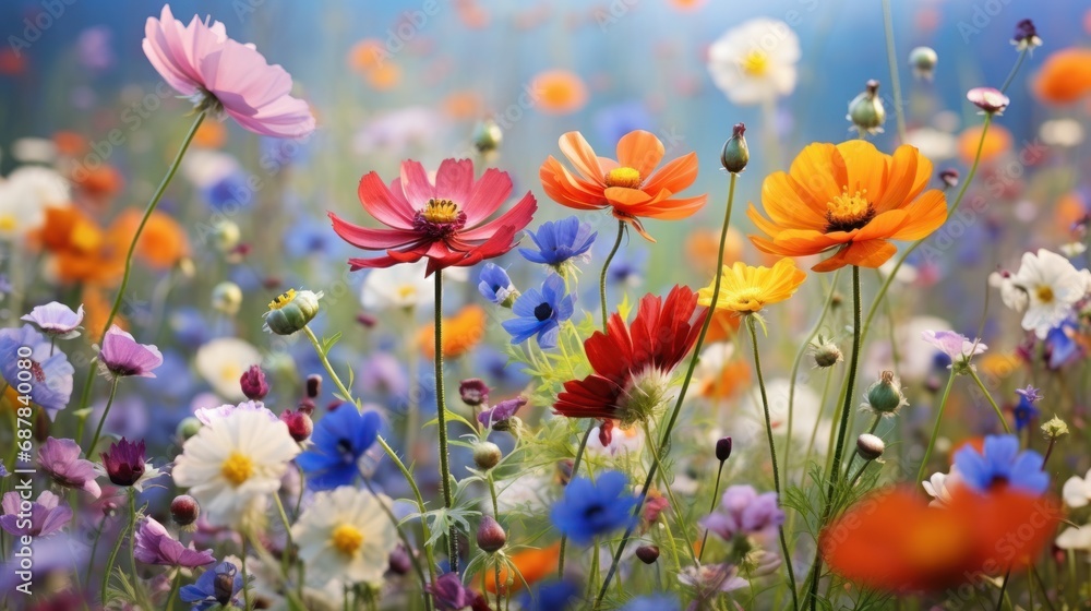 Closed Up of vibrant wild flowers in a Field background. Closed Up of vibrant wild flowers in a Field background.