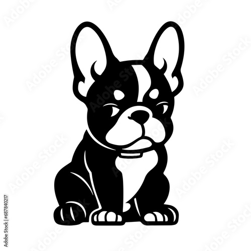 French Bulldog Logo Monochrome Design Style
