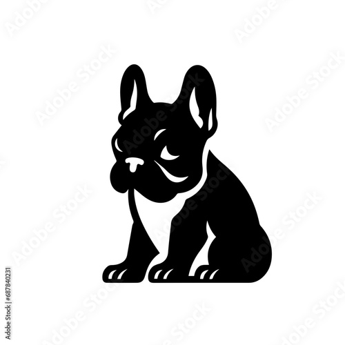 French Bulldog Logo Monochrome Design Style