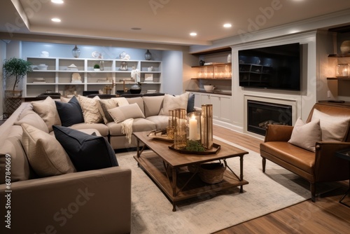 Beautiful modern interior design of living room background.