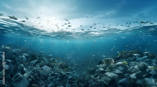 Trash in ocean pollution and marine debris