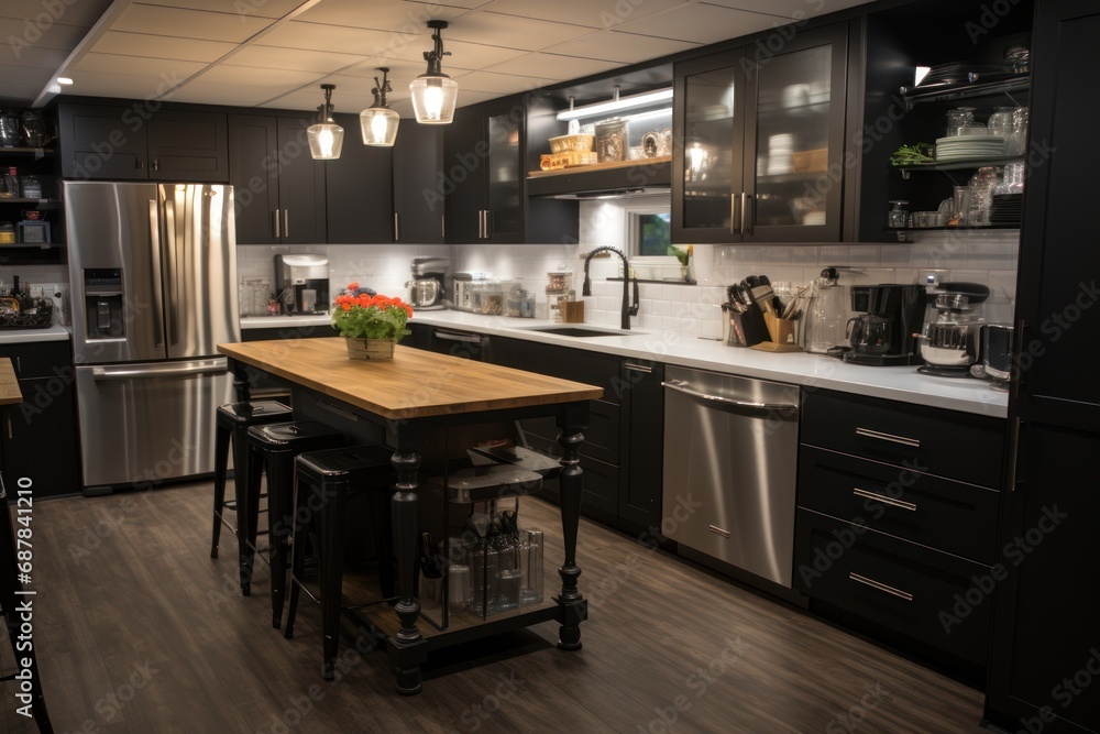 Beautiful modern interior design of kitchen background. Beautiful modern interior design of kitchen background.
