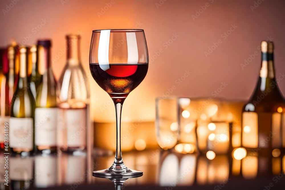 Wineglass on light blurred background