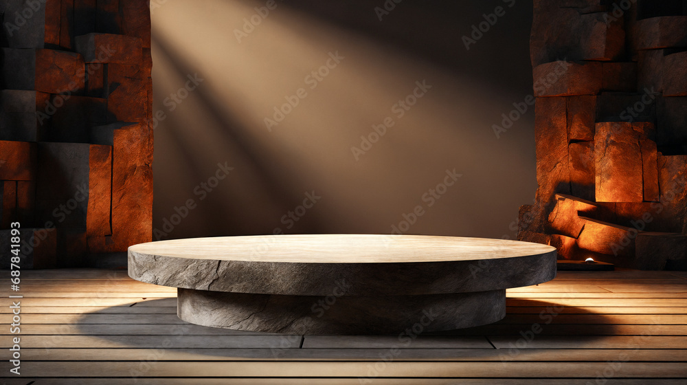 3d rendering of abstract background. Luxury podium for product presentation. Generative AI 3d rendering of abstract background. Luxury podium for product presentation. Generative AI