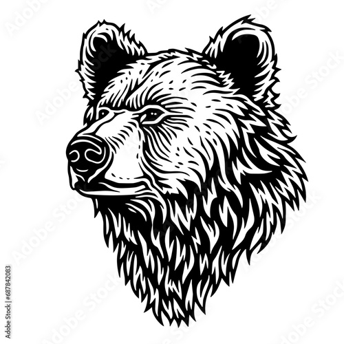 Grizzly Bear Logo Monochrome Design Style