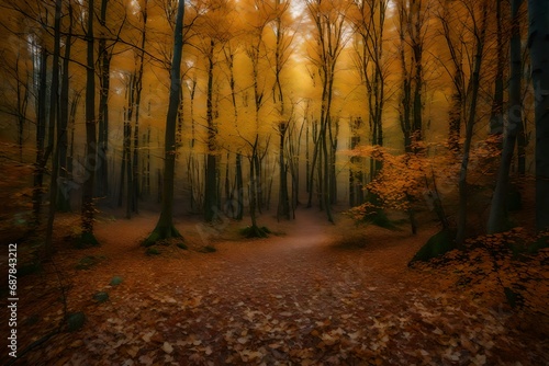 autumn forest in the morning © HUSNA