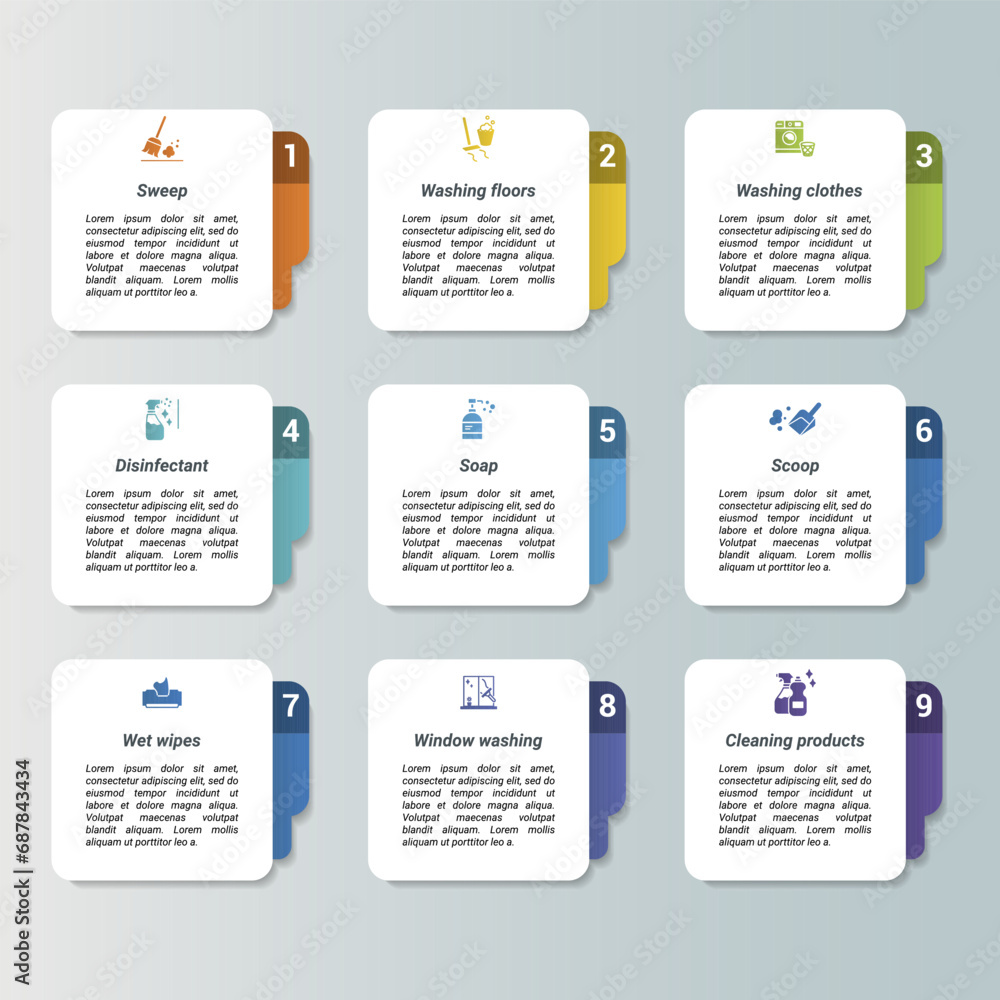 Infographics with Bioengineering theme icons, 10 steps. Such as antibiotics, molecular biology, chromosome, nano technology and more.