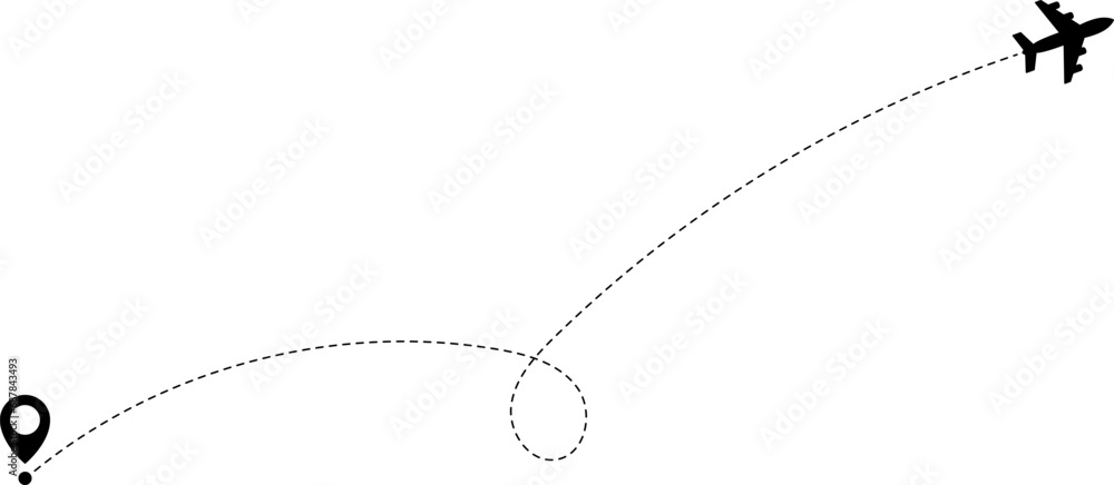 Airplane routes. Travel vector icon. Travel from start point and dotted line tracing. Airplane routes. Travel vector icon. Travel from start point and dotted line tracing.