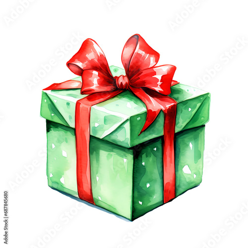 Watercolor Christmas Gifts.. Clipart. AI generated.