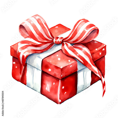 Watercolor Christmas Gifts.. Clipart. AI generated.