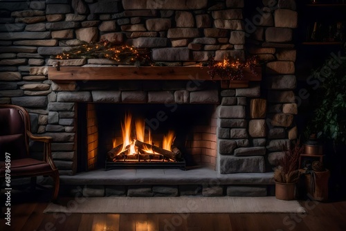 fireplace with burning logs