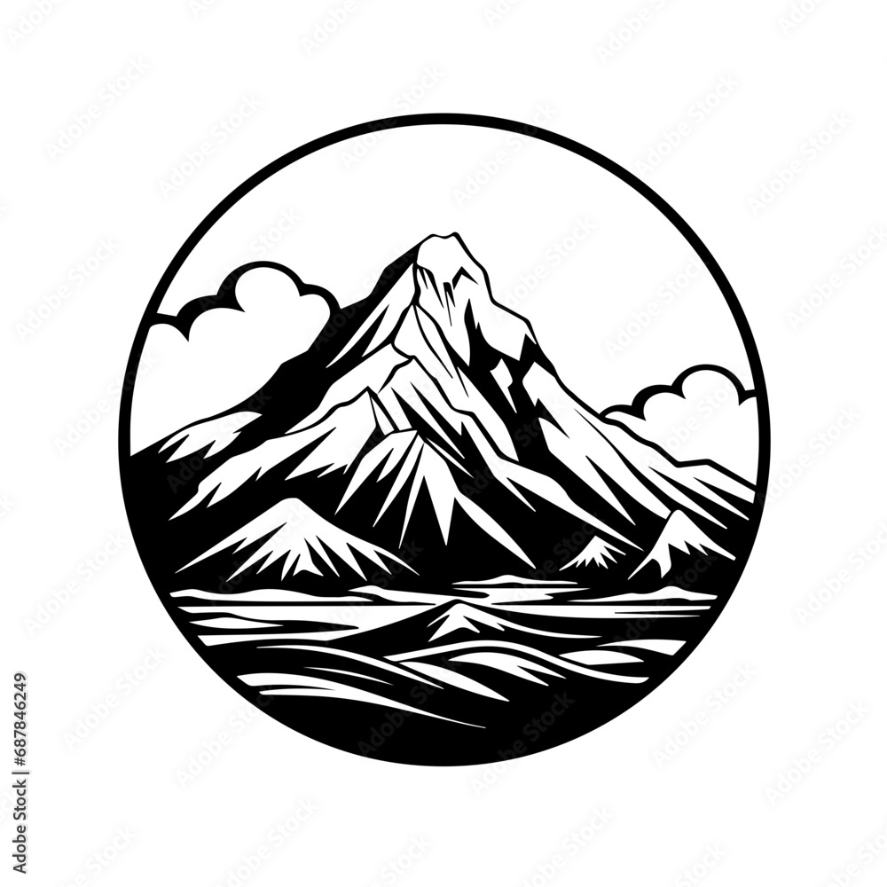 Mountain Logo Monochrome Design Style