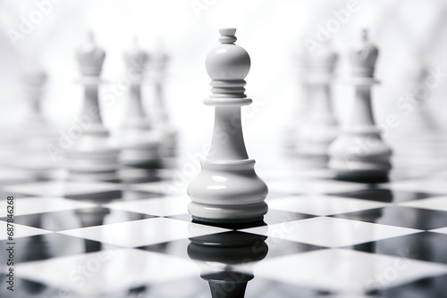 Close-up king chess stand first on chessboard concepts of leader teamwork volunteer challenge of business team or wining and leadership strategy and organization risk management or team player.