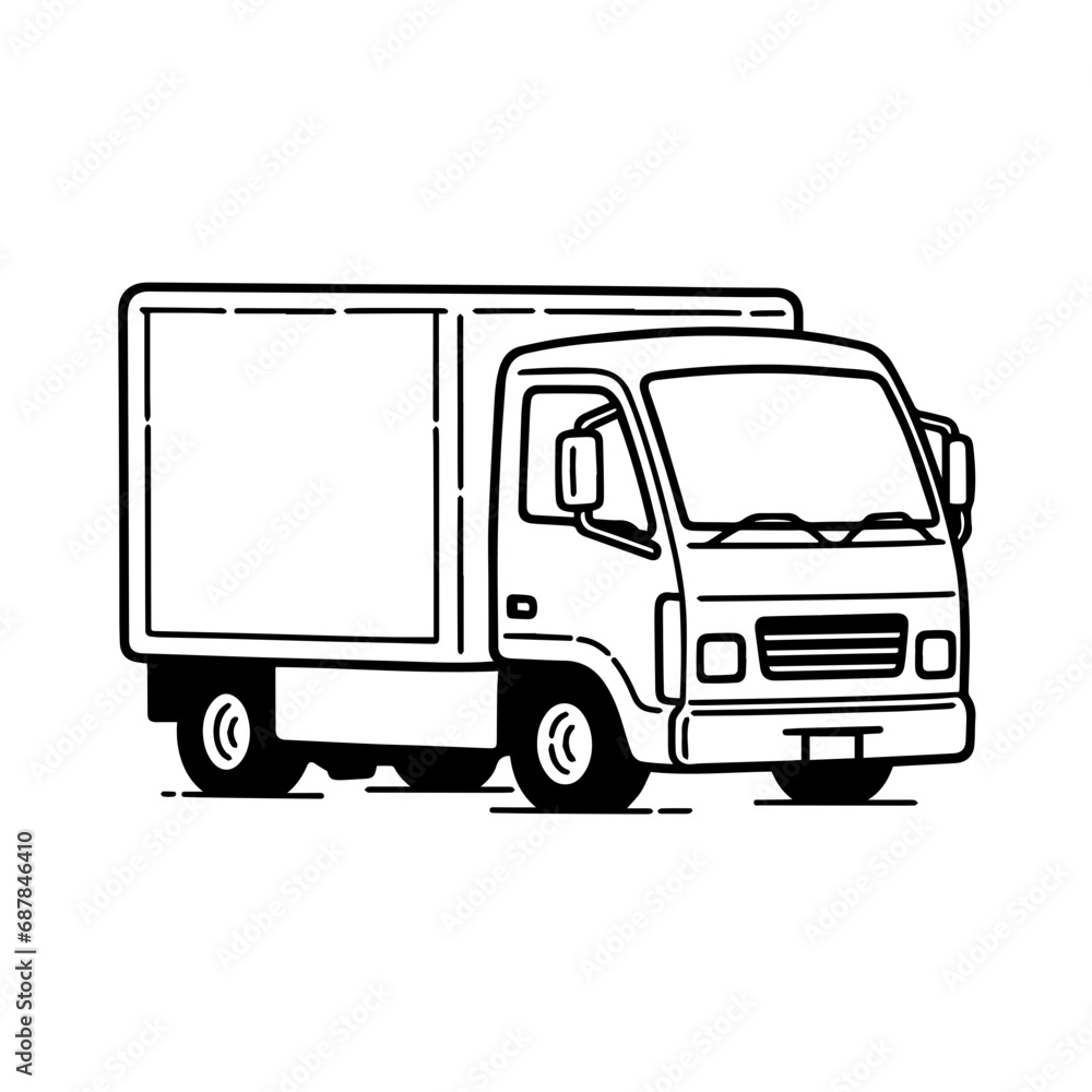 Moving Truck Logo Monochrome Design Style