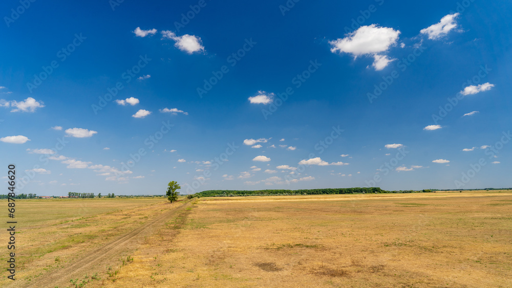 The hungarian puszta landscape, the sky over the steppe