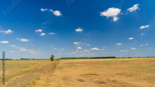 The hungarian puszta landscape  the sky over the steppe
