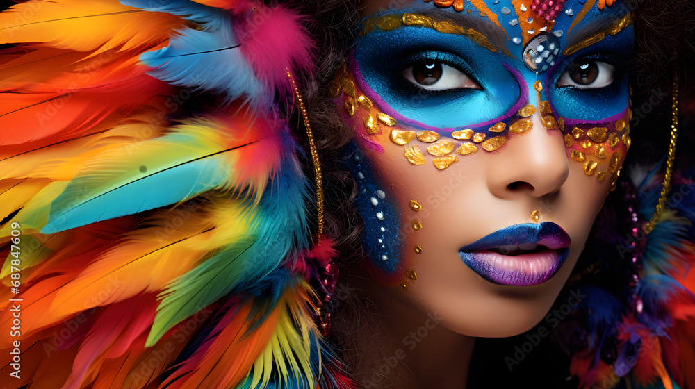 Woman in costume on Brazilian carnival Woman in costume on Brazilian carnival