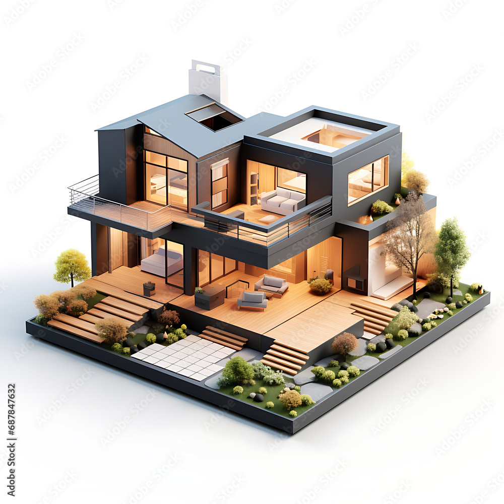 3d house model on white background 3d house model on white background
