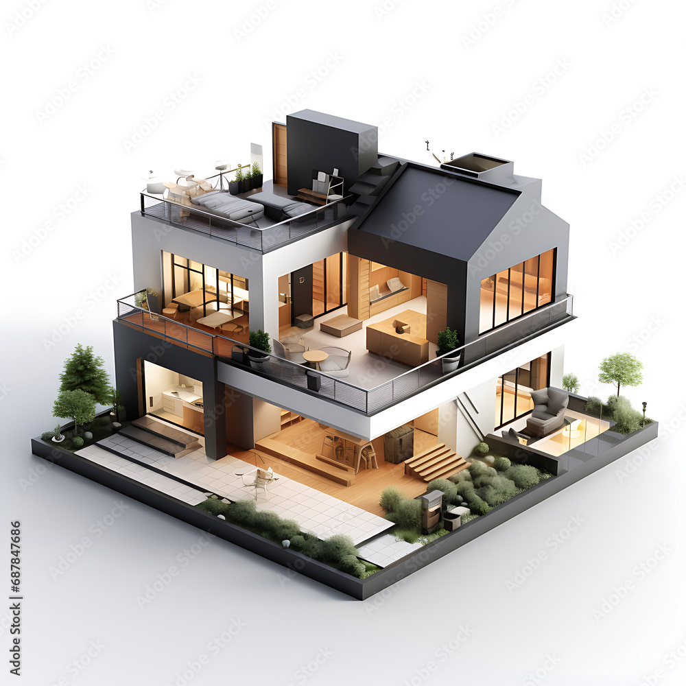 3d house model on white background 3d house model on white background