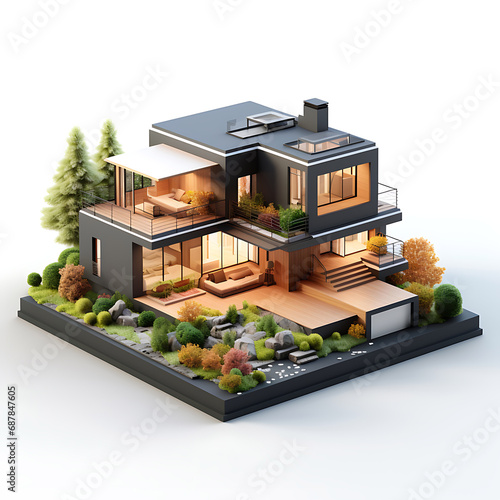 3d house model on white background