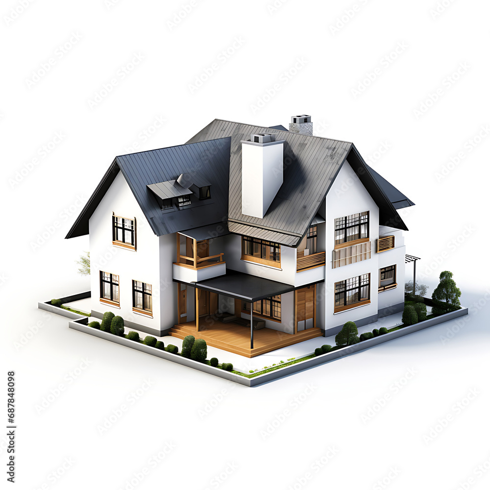 3d house model on white background