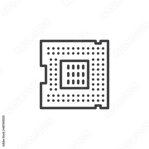 CPU microchip line icon