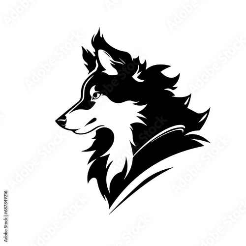 Shetland Sheepdog Logo Monochrome Design Style