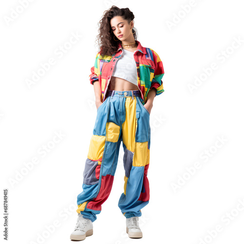 Colorful 90's women's fashion on transparent background PNG © I LOVE PNG