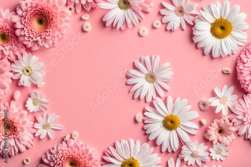 flowers on a pink background © HUSNA