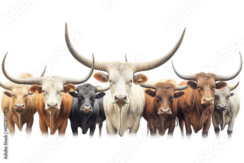 Animal Ankole Watusi Long Horned cattle on a White or Clear Surface PNG Transparent Background photo