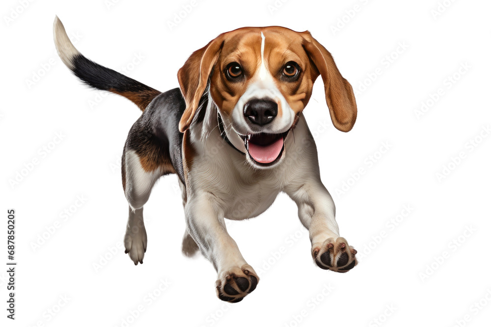 Animal Running Beagle Elegant Canine Presence on a White or Clear Surface PNG Transparent Background