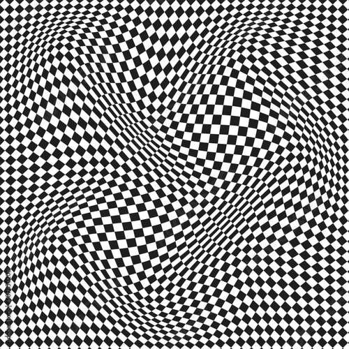 abstract geometric black check wave pattern can be used background.