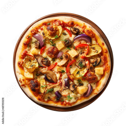Culinary Artistry in Roasted Vegetable Pizza Snapshot On Transparent Background.