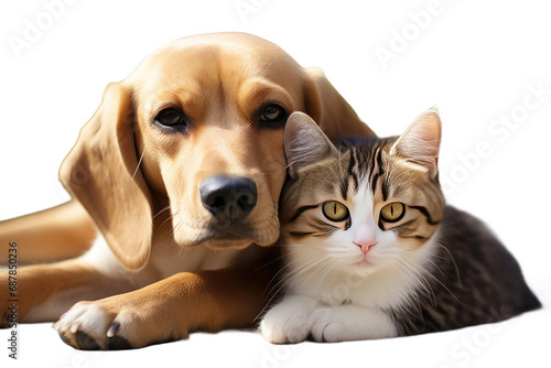 Animal Beagle Cat Furry Friendship Tale on a White or Clear Surface PNG Transparent Background