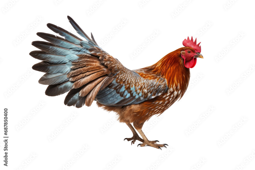 Animal Soaring Beauty Flying Rooster Elegance on a White or Clear Surface PNG Transparent Background