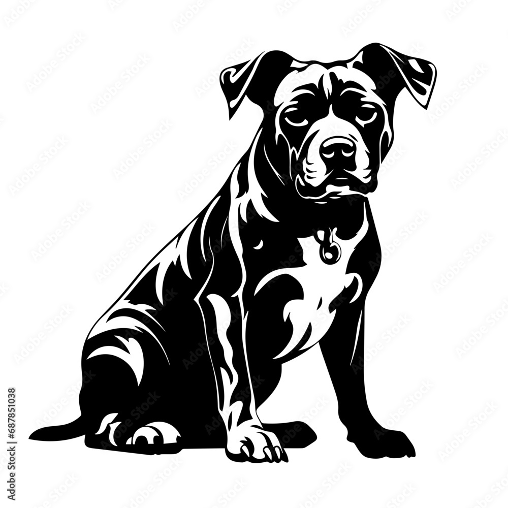 Staffordshire Bull Terrier Logo Monochrome Design Style