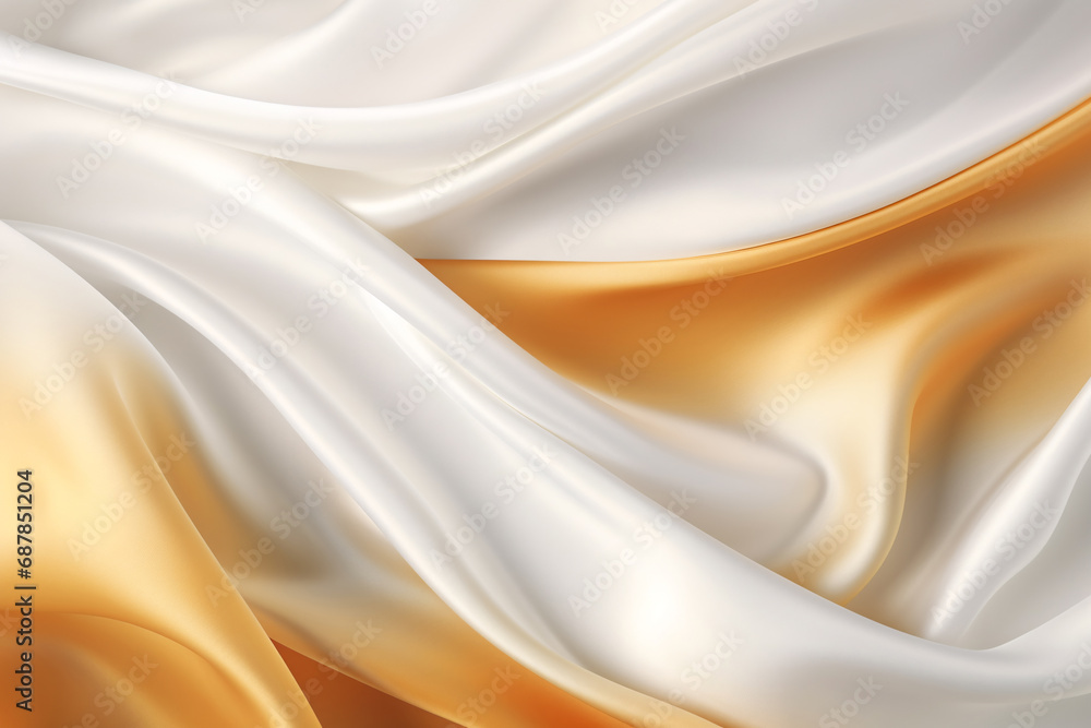Obraz premium Simple Overlapping White and Gold Silk Background for Luxury Design