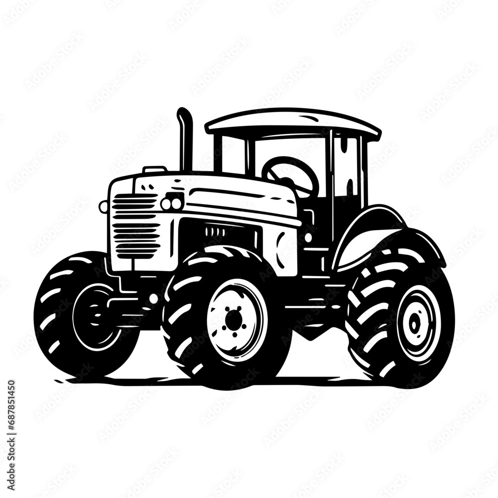 tractor Logo Monochrome Design Style