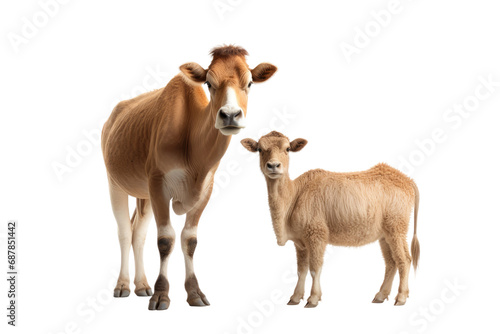 Animal Cow and Camel Pasture Companionship Saga on a White or Clear Surface PNG Transparent Background